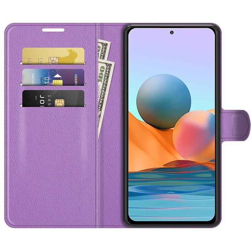 Litchi pénztárca tok a Xiaomi Redmi Note 10 Pro-hoz - lila