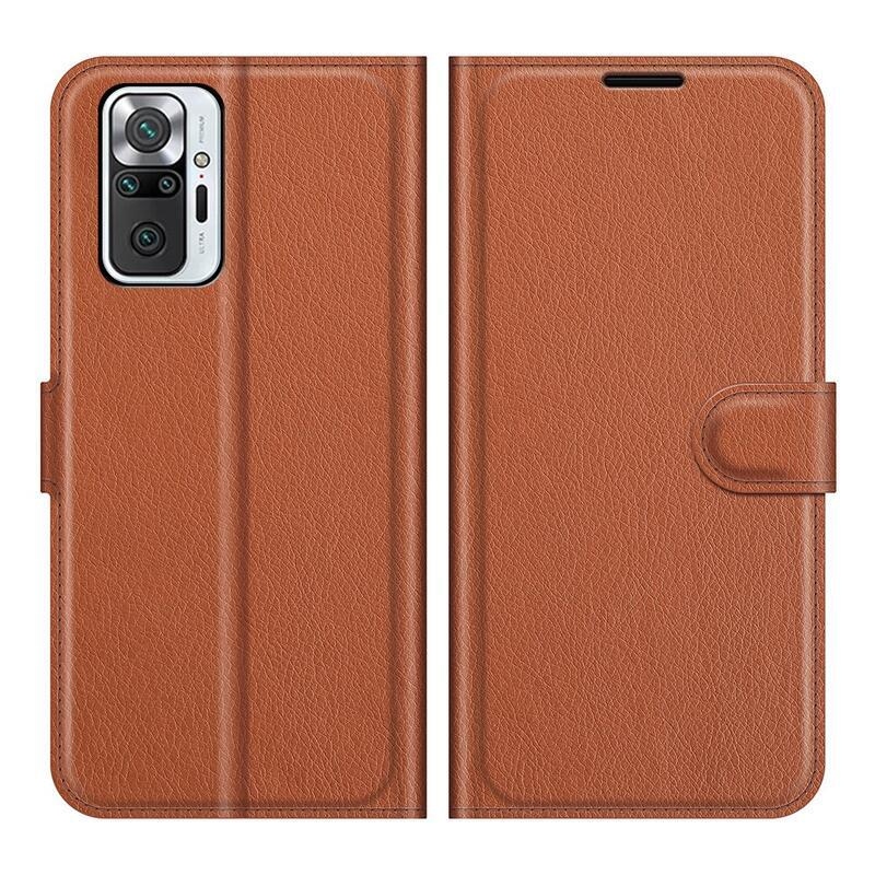Litchi pénztárca tok a Xiaomi Redmi Note 10 Pro-hoz - barna