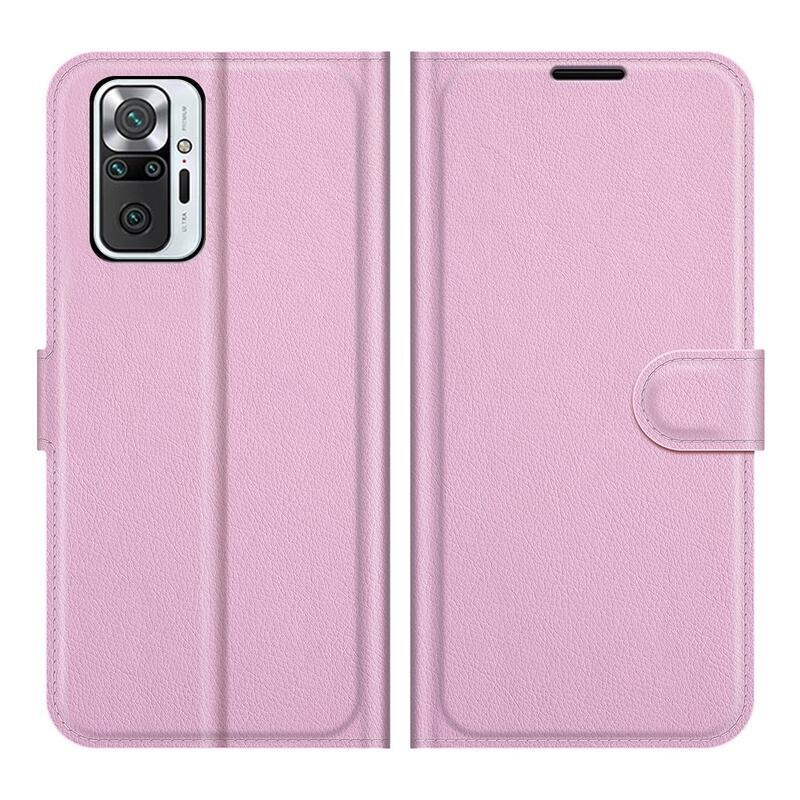 Litchi pénztárca tok a Xiaomi Redmi Note 10 Pro-hoz - rózsaszínű