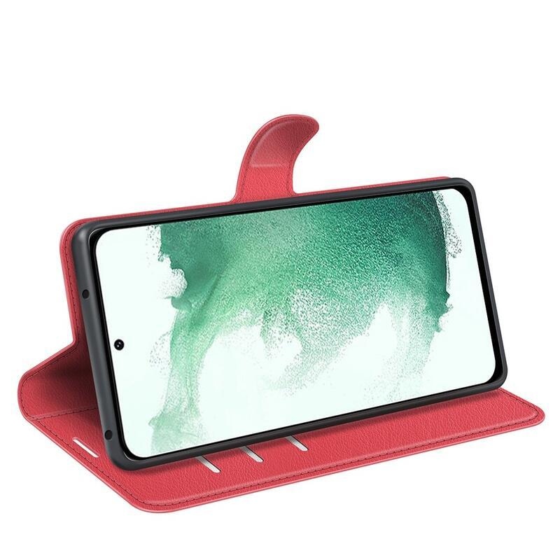 Litchi pénztárca tok Samsung Galaxy S23+ készülékhez - piros