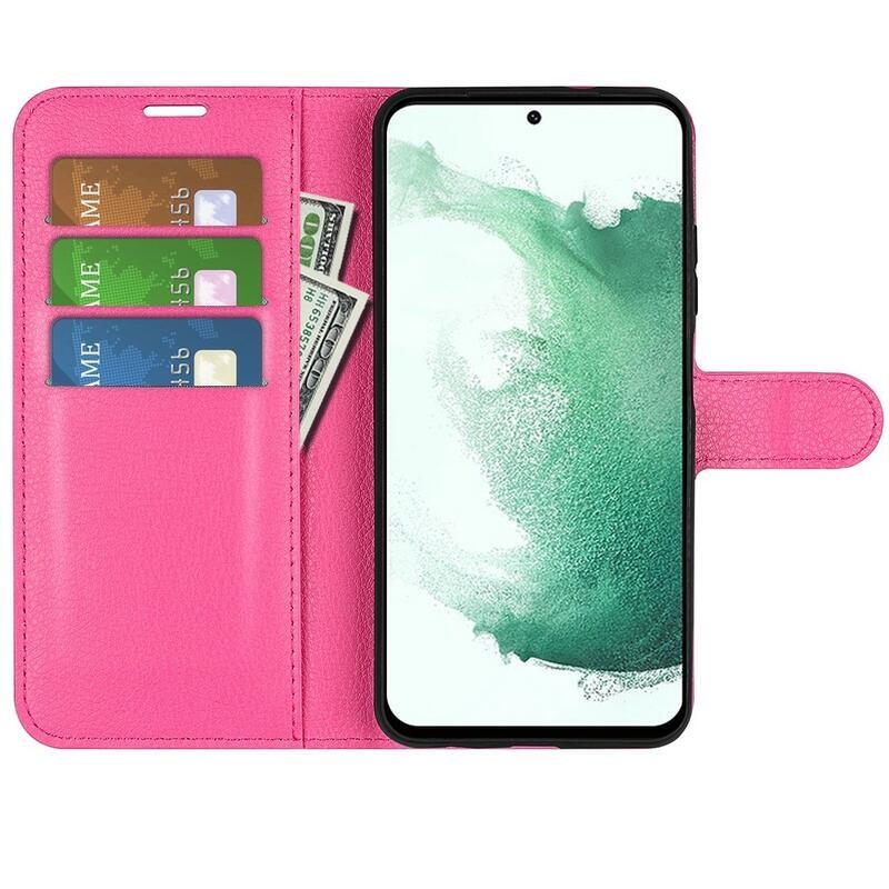 Litchi pénztárca tok Samsung Galaxy S23+-hoz - rózsaszínű