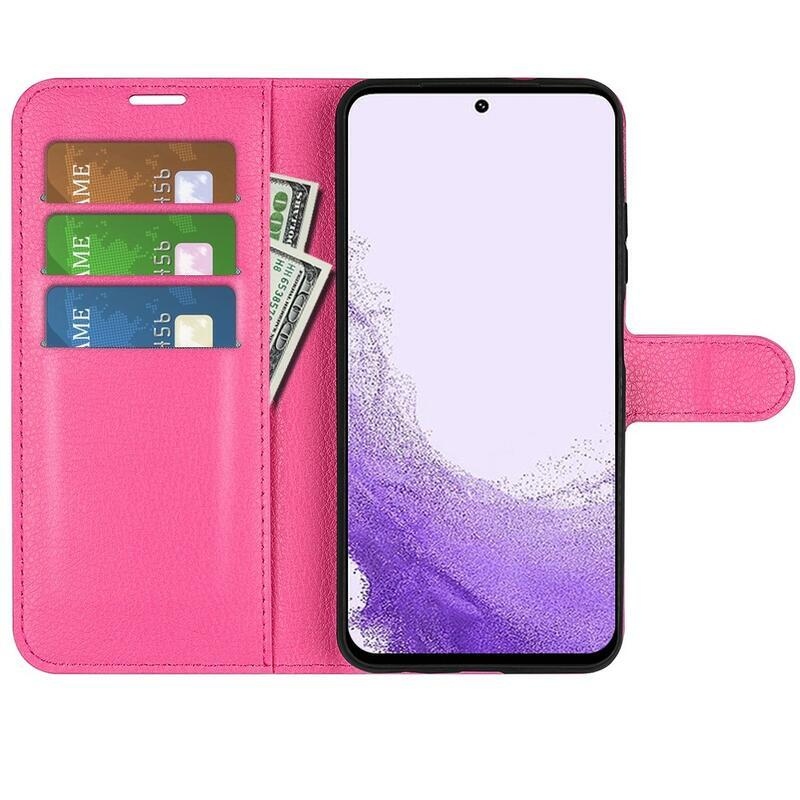 Litchi pénztárca tok Samsung Galaxy S23-hoz - rózsaszínű
