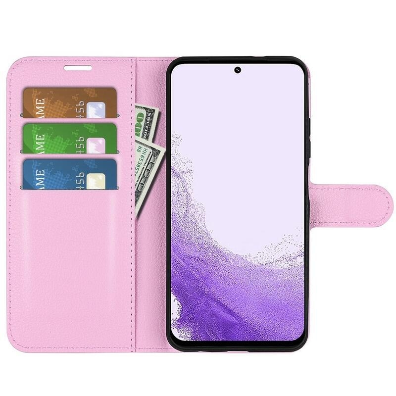 Litchi pénztárca tok Samsung Galaxy S23 készülékhez - rózsaszín