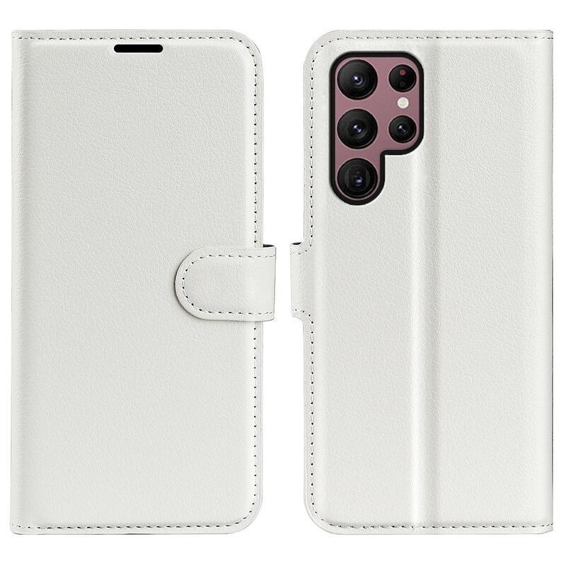 Litchi pénztárca tok Samsung Galaxy S23 Ultra készülékhez - fehér