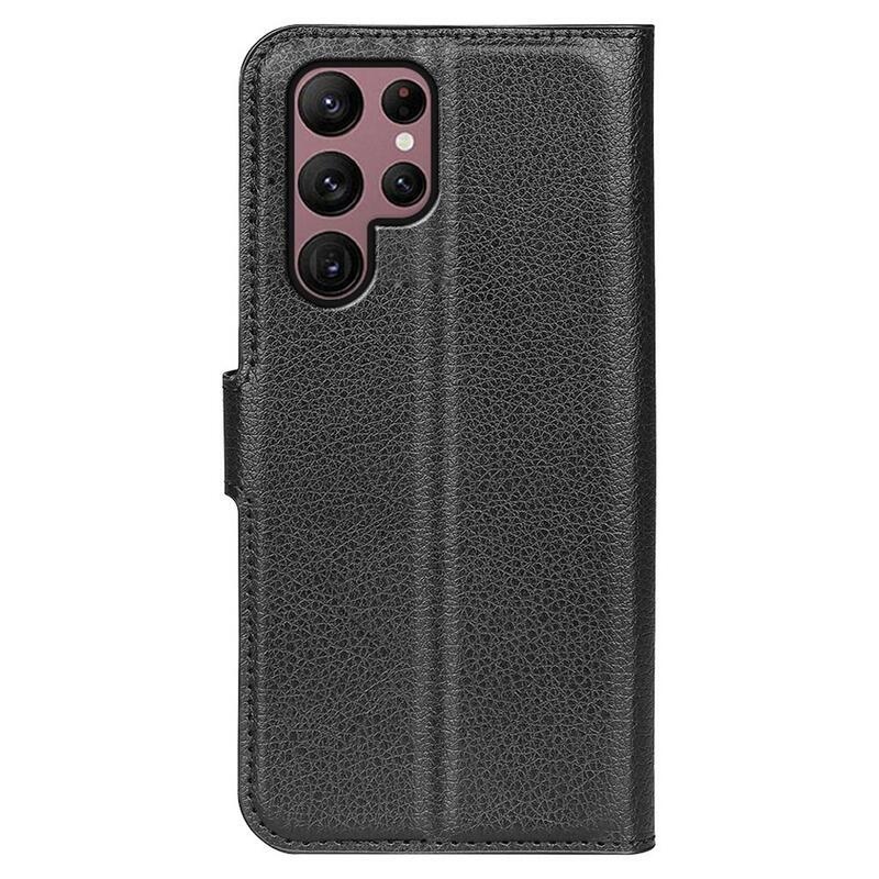 Litchi pénztárca tok Samsung Galaxy S23 Ultra készülékhez - fekete