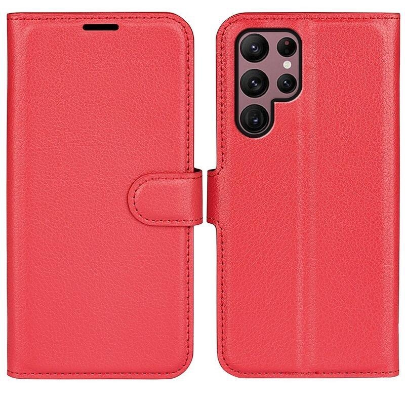Litchi pénztárca tok Samsung Galaxy S23 Ultra készülékhez - piros