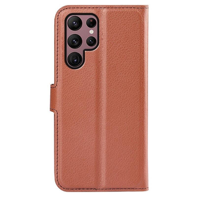 Litchi pénztárca tok Samsung Galaxy S23 Ultra készülékhez - barna
