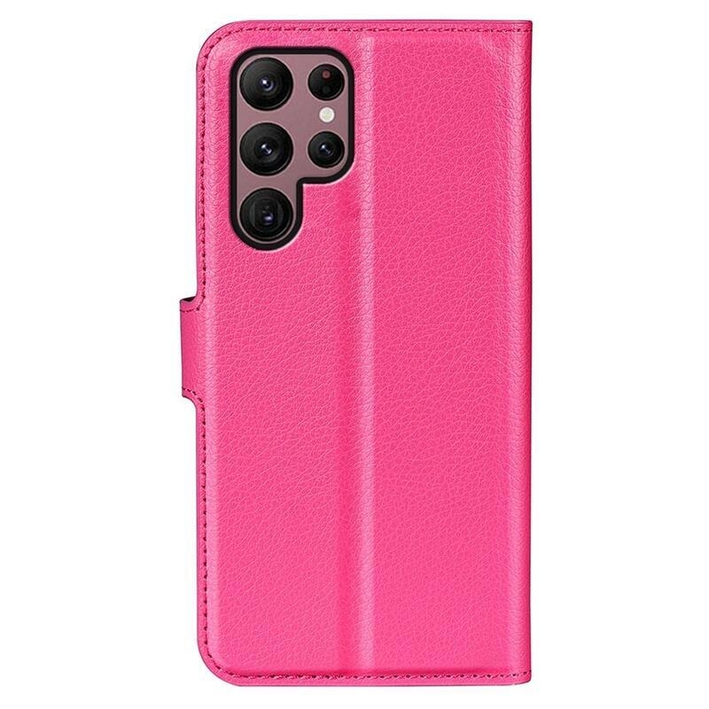 Litchi pénztárca tok Samsung Galaxy S23 Ultra készülékhez - rózsaszínű