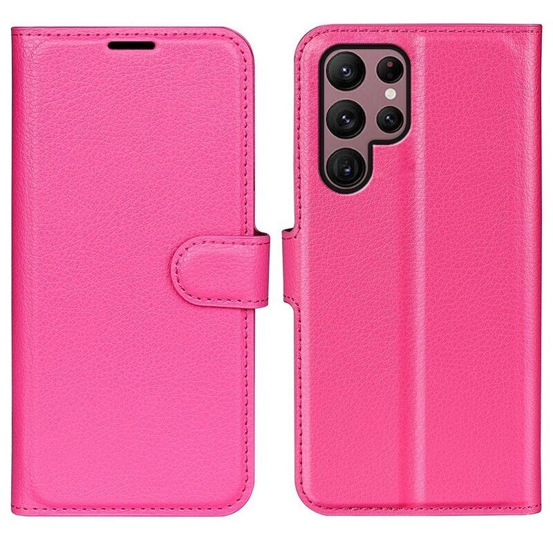 Litchi pénztárca tok Samsung Galaxy S23 Ultra készülékhez - rózsaszínű