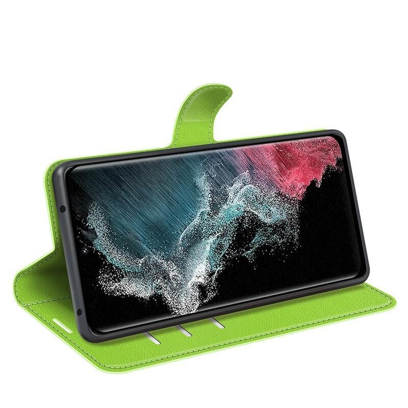 Litchi pénztárca tok Samsung Galaxy S23 Ultra készülékhez - zöld