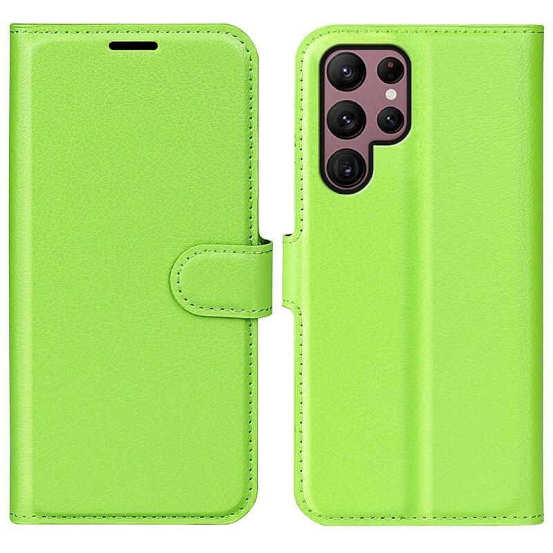 Litchi pénztárca tok Samsung Galaxy S23 Ultra készülékhez - zöld