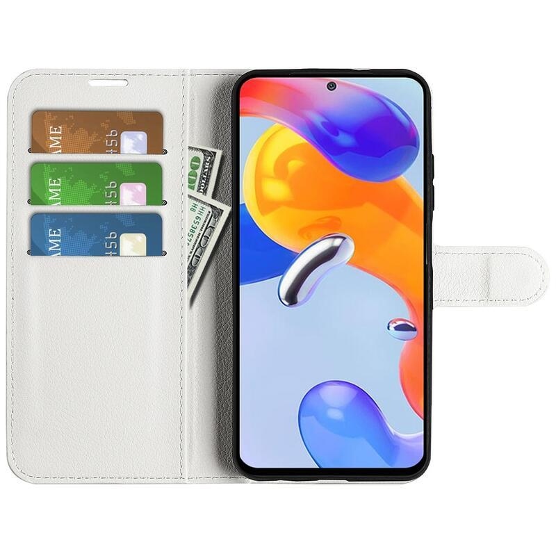 Litchi pénztárca tok Xiaomi Redmi Note 11 Pro 4G/5G - fehér
