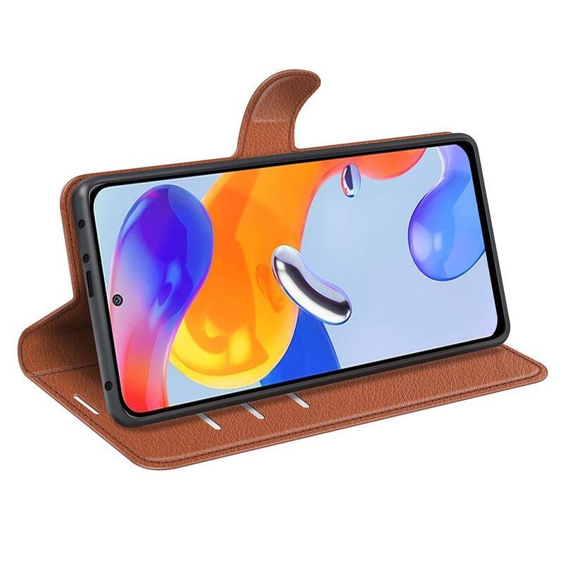 Litchi pénztárca tok Xiaomi Redmi Note 11 Pro 4G/5G - barna színben