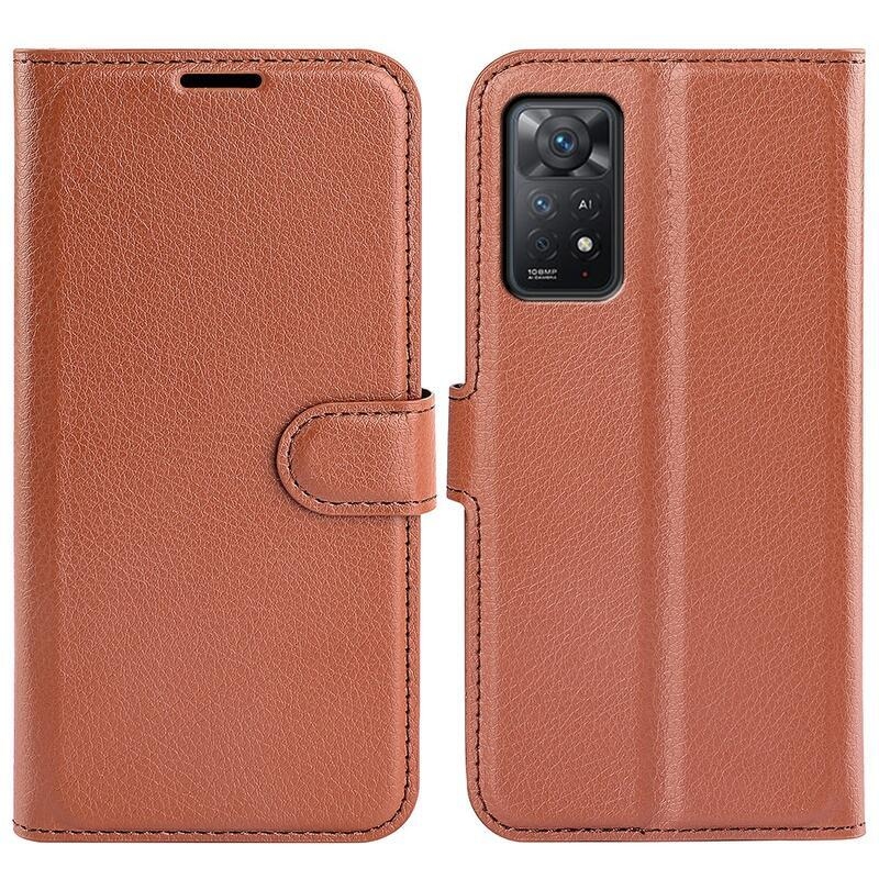 Litchi pénztárca tok Xiaomi Redmi Note 11 Pro 4G/5G - barna színben