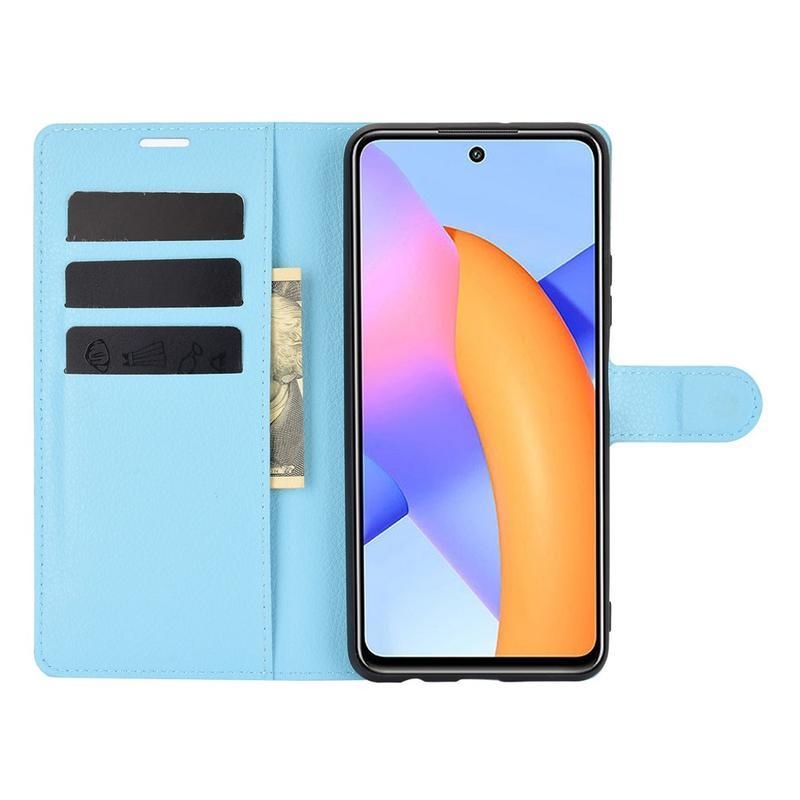 Litchi PU bőr pénztárca tok Honor 10X Lite-hoz - kék