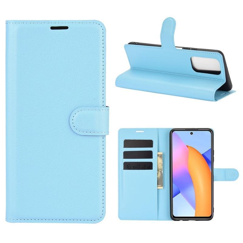 Litchi PU bőr pénztárca tok Honor 10X Lite-hoz - kék
