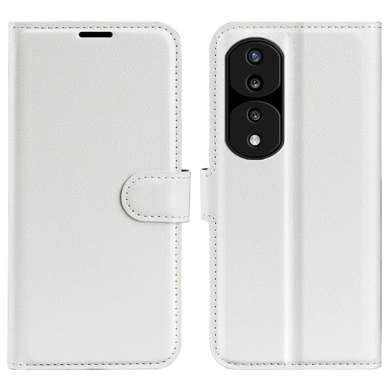 Litchi PU bőr pénztárca tok a Honor 70 5G számára - fehér