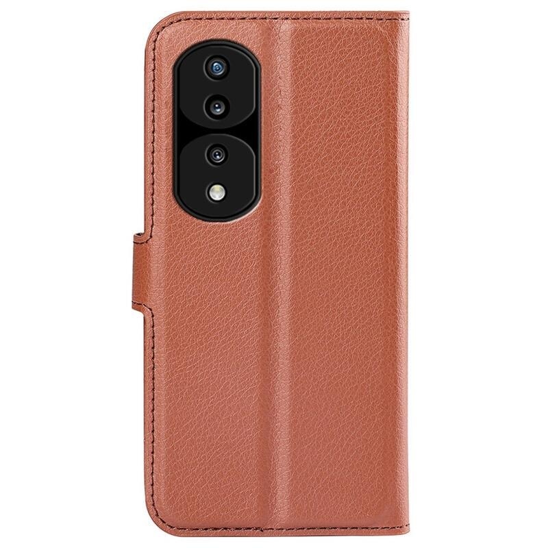 Litchi PU bőr pénztárca tok a Honor 70 5G számára - barna
