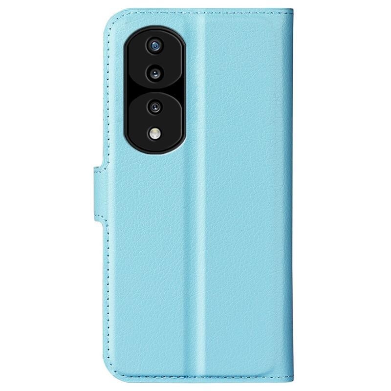 Litchi PU bőr pénztárca tok a Honor 70 5G számára - kék