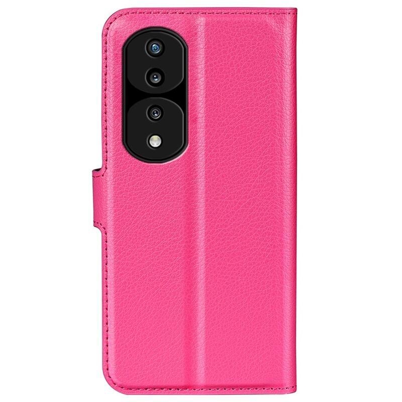 Litchi PU bőr pénztárca tok Honor 70 5G - rózsa