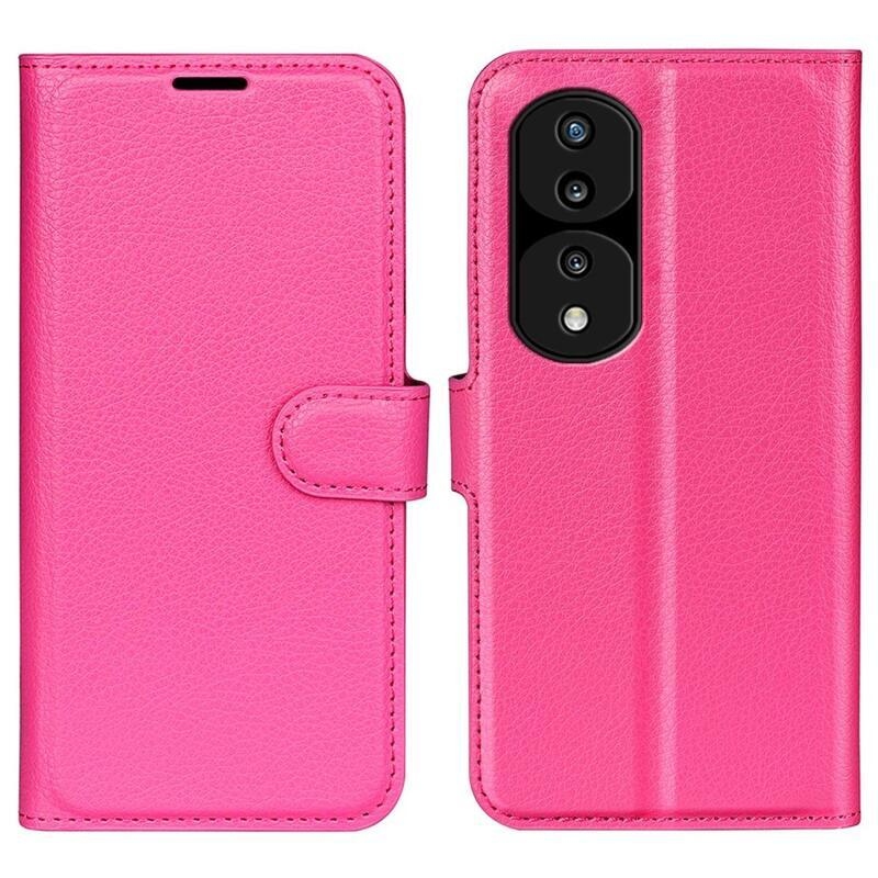 Litchi PU bőr pénztárca tok Honor 70 5G - rózsa