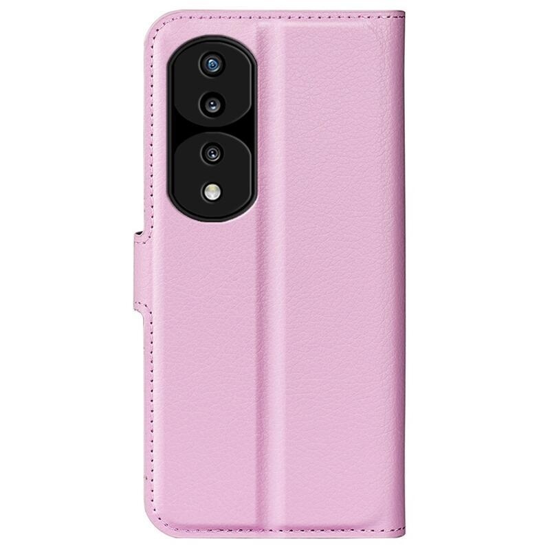 Litchi PU bőr pénztárca tok a Honor 70 5G számára - rózsaszínű