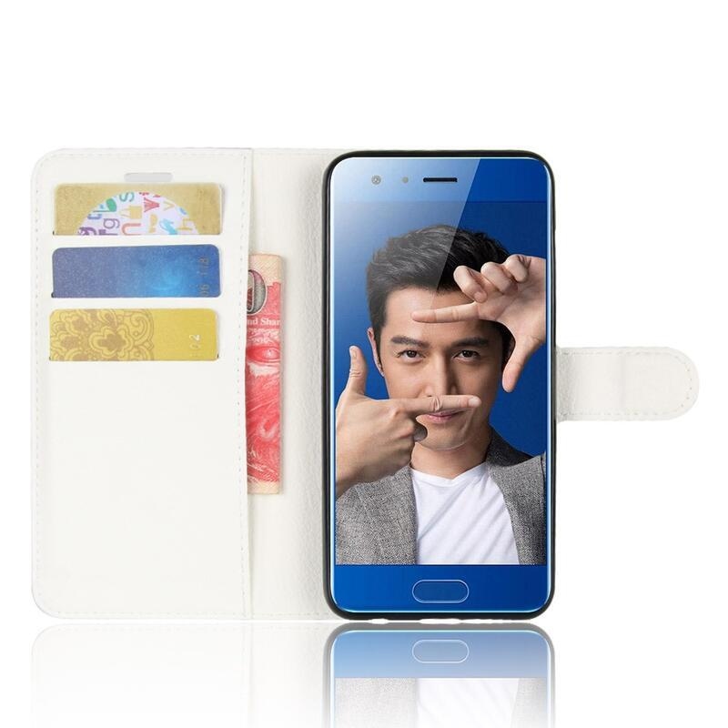 Litchi PU bőr pénztárca tok a Honor 9-hez - fehér