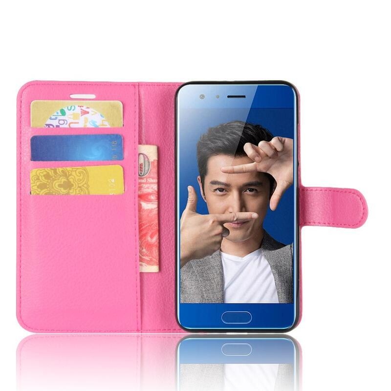 Litchi PU bőr pénztárca tok Honor 9 - rózsa