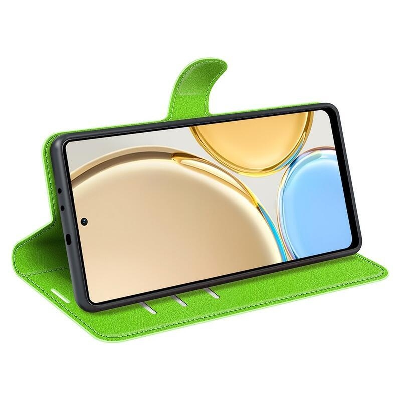 Litchi PU bőr pénztárca tok a Honor Magic 4 Lite 5G számára - zöld