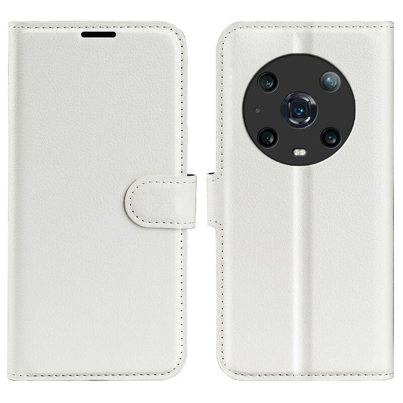 Litchi PU bőr pénztárca tok Honor Magic 4 Pro 5G - fehér