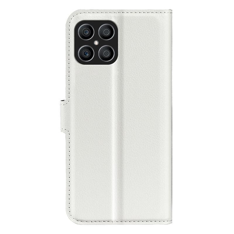 Litchi PU bőr pénztárca tok Honor X8-hoz - fehér