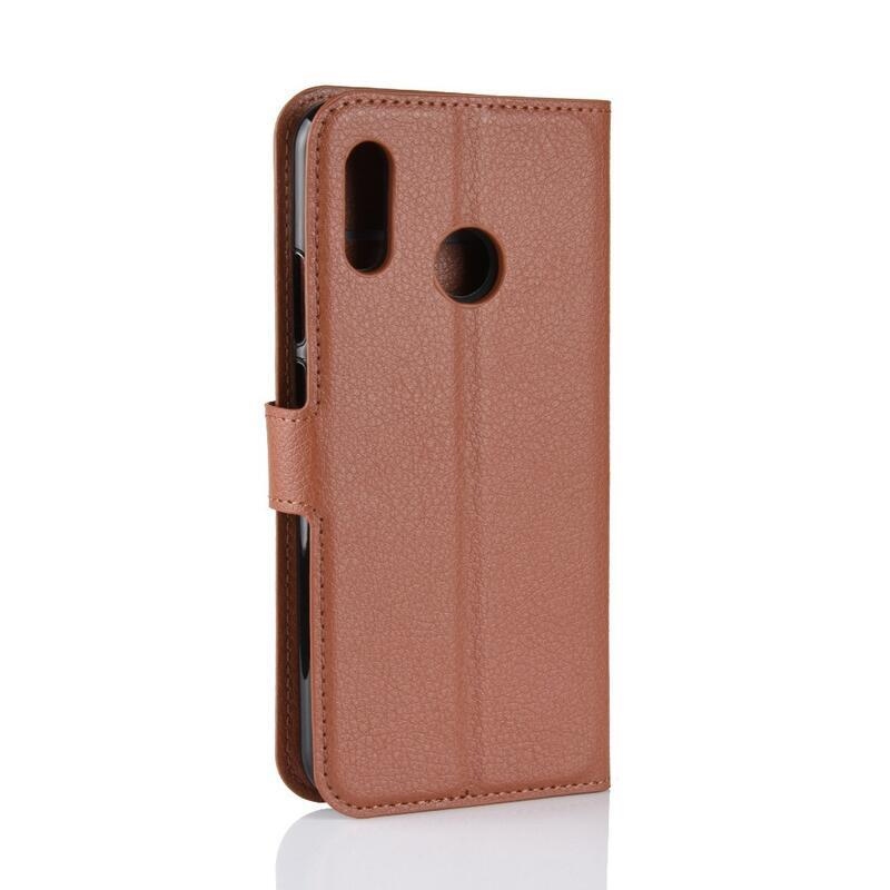 Litchi PU bőr pénztárca tok Huawei Nova 3i számára - barna