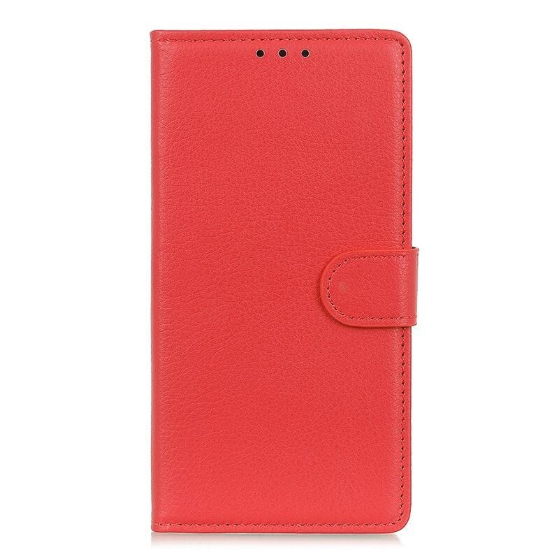 Litchi PU bőr pénztárca tok a Huawei Nova 8i/Honor 50 Lite-hoz - piros