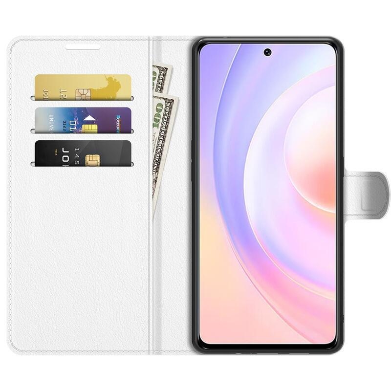 Litchi PU bőr pénztárca tok Huawei Nova 9 SE-hez - fehér