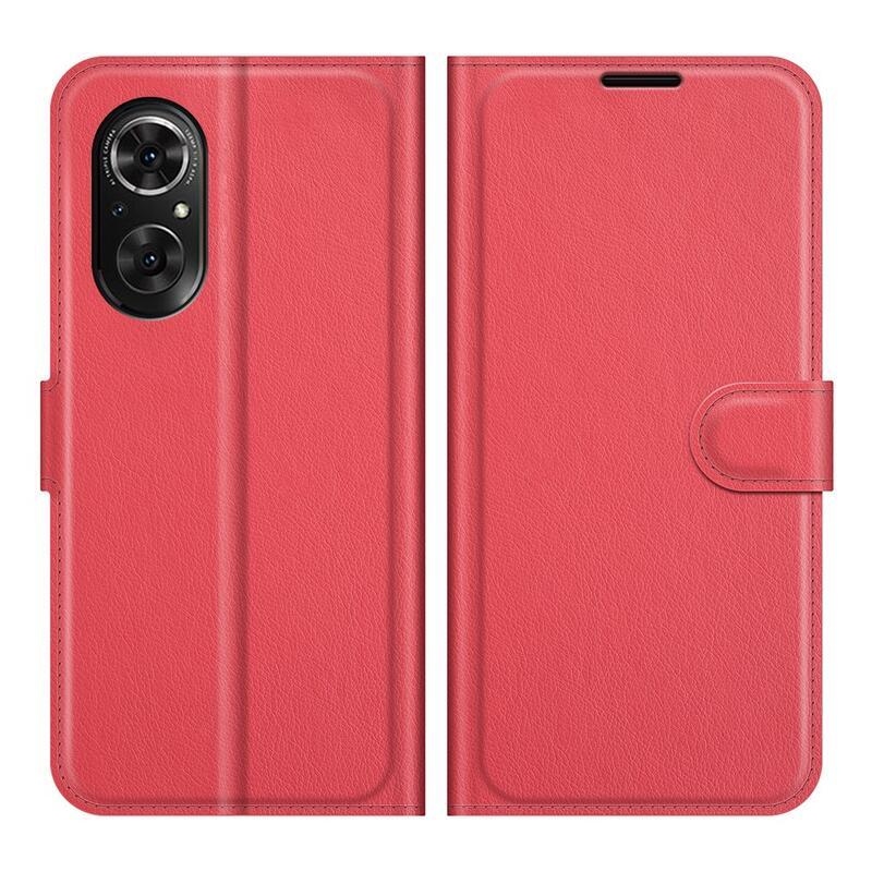 Litchi PU bőr pénztárca tok Huawei Nova 9 SE-hez - piros