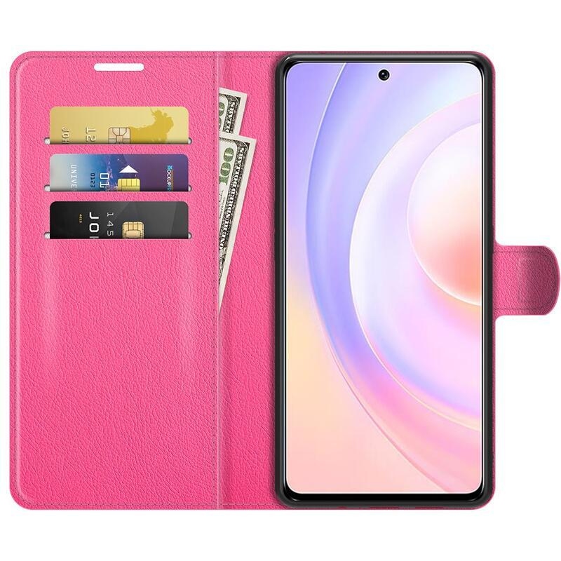 Litchi PU bőr pénztárca tok Huawei Nova 9 SE - rózsaszínű