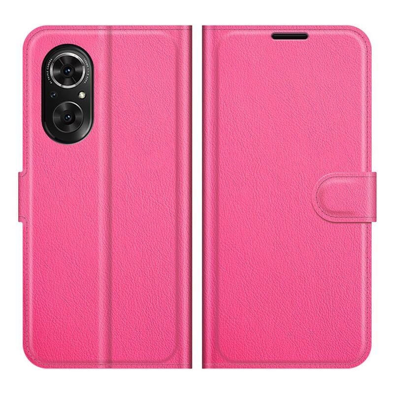 Litchi PU bőr pénztárca tok Huawei Nova 9 SE - rózsaszínű