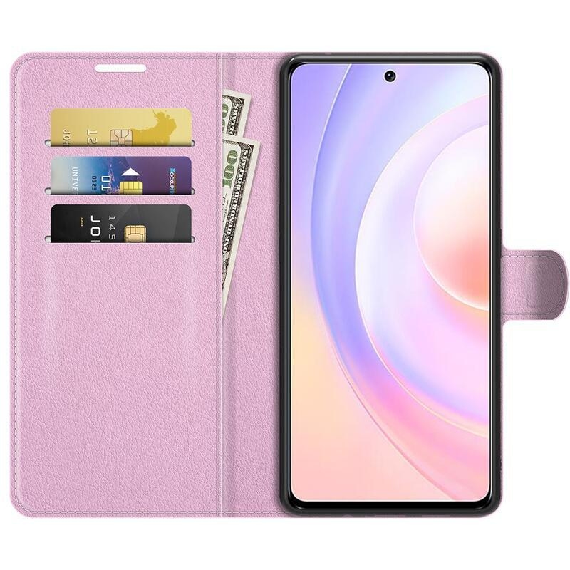 Litchi PU bőr pénztárca tok Huawei Nova 9 SE-hez - rózsaszín