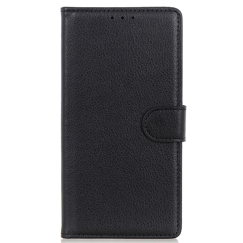 Litchi PU bőr pénztárca tok mobiltelefonhoz Huawei Nova Y70 - fekete