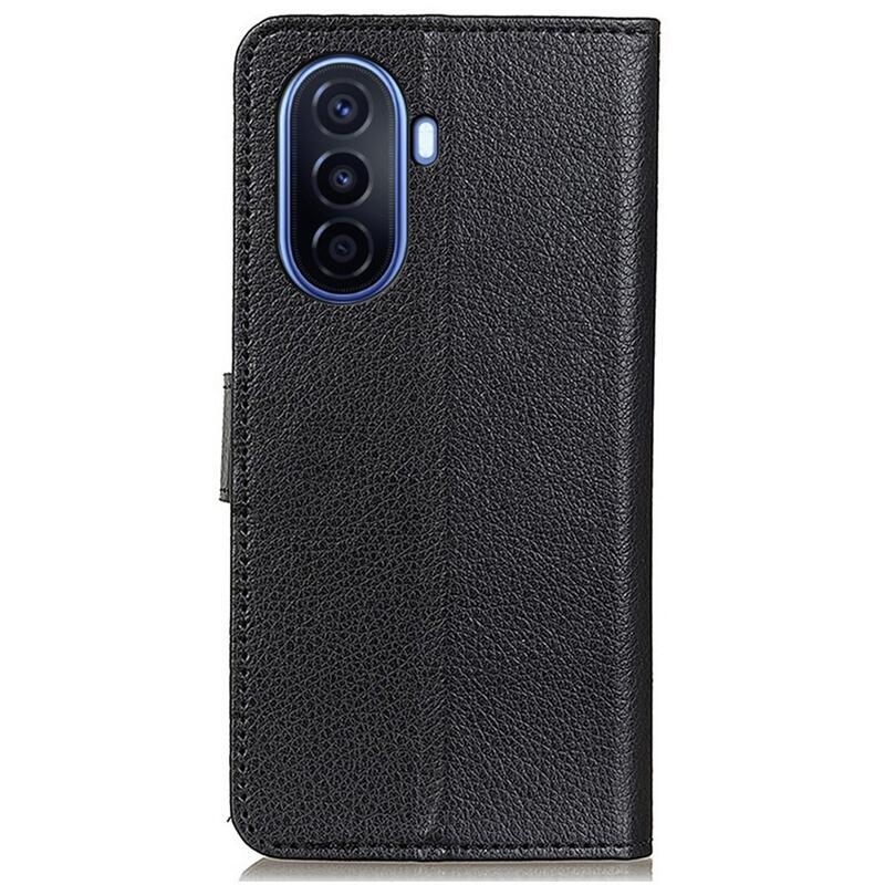Litchi PU bőr pénztárca tok mobiltelefonhoz Huawei Nova Y70 - fekete