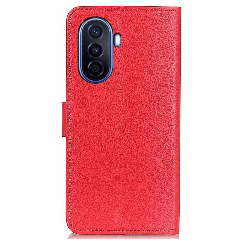 Litchi PU bőr pénztárca tok a Huawei Nova Y70-hez - piros