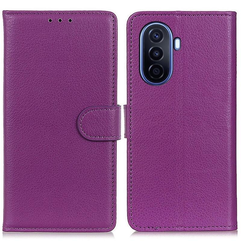 Litchi PU bőr pénztárca tok a Huawei Nova Y70-hez - lila