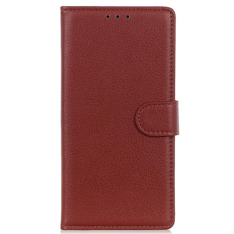 Litchi PU bőr pénztárca tok a Huawei Nova Y70-hez - barna