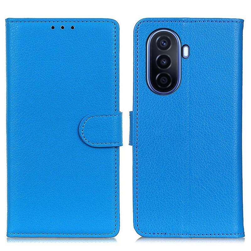 Litchi PU bőr pénztárca tok Huawei Nova Y70 - kék