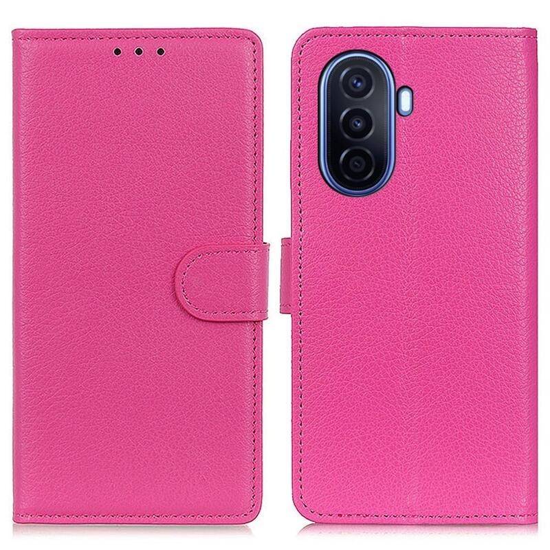 Litchi PU bőr pénztárca tok mobiltelefonhoz Huawei Nova Y70 - rózsa