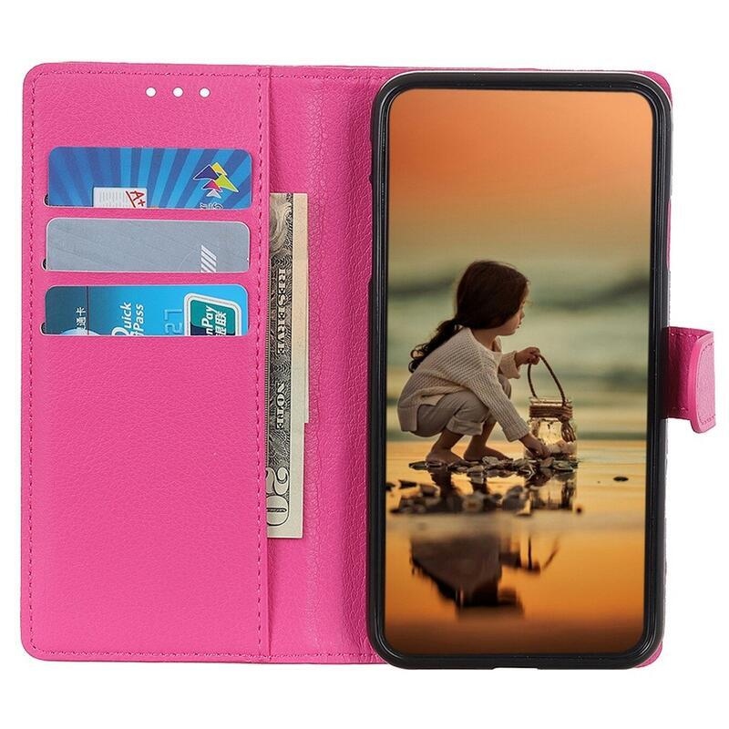 Litchi PU bőr pénztárca tok mobiltelefonhoz Huawei Nova Y90 - rózsa