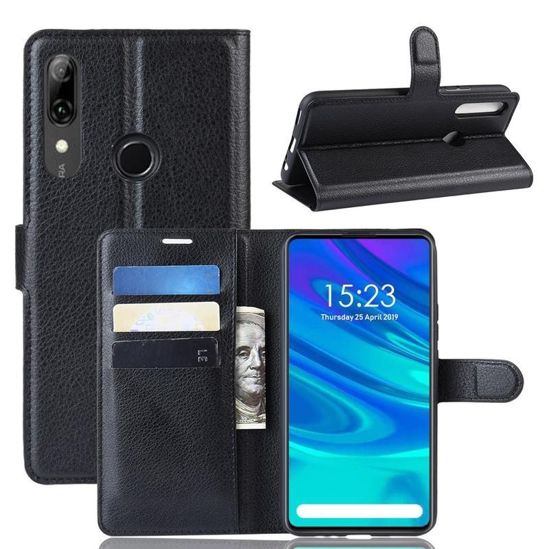 Litchi PU bőr pénztárca tok Huawei P Smart Z/Honor 9X - fekete