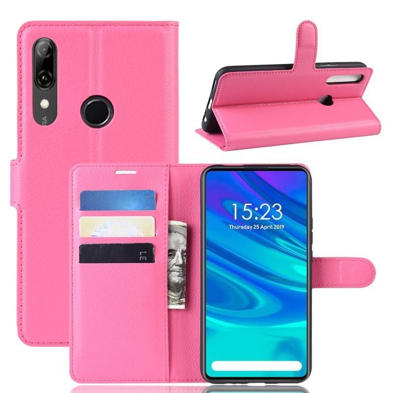 Litchi PU bőr pénztárca tok Huawei P Smart Z/Honor 9X - rózsaszínű