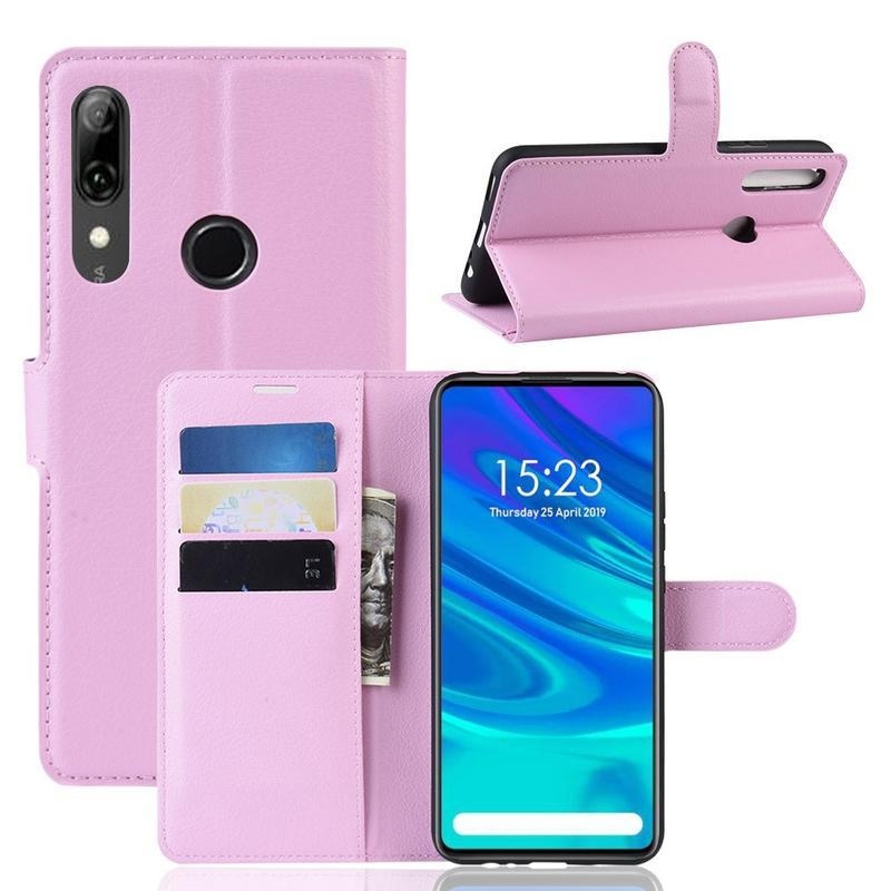 Litchi PU bőr pénztárca tok a Huawei P Smart Z/Honor 9X számára - rózsaszínű