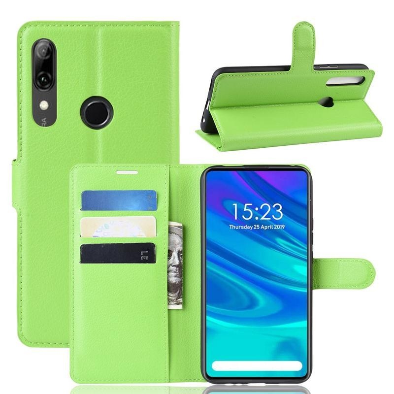 Litchi PU bőr pénztárca tok a Huawei P Smart Z/Honor 9X számára - zöld